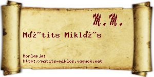 Mátits Miklós névjegykártya